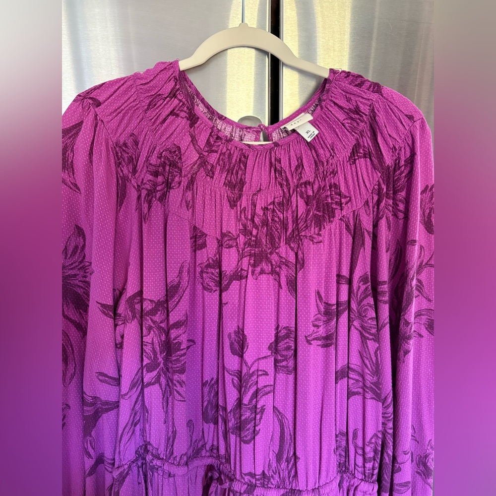 A New Day Elegant Purple Floral Women's Dress - Picture 9 of 11